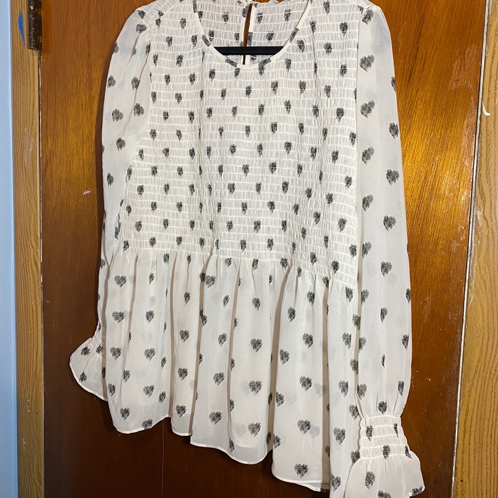 Rose+Olive white with black black hearts sizeXL